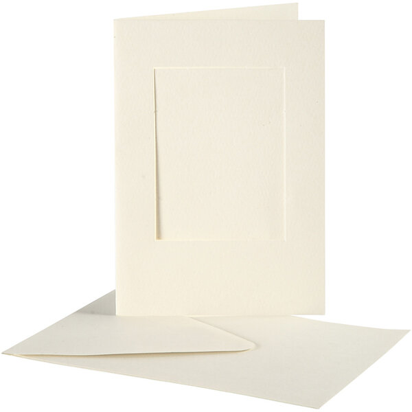 Creativ Company Passepartout kaarten , rechthoek, afmeting kaart 10,5x15 cm, afmeting envelop 11,5x16,5 cm, off-white, 10 set/ 1 doos