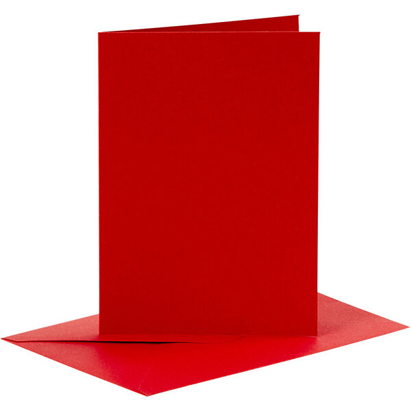 Creativ Company Kaarten en enveloppen, afmeting kaart 10,5x15 cm, afmeting envelop 11,5x16,5 cm, 110+230 gr, rood, 6 set/ 1 doos