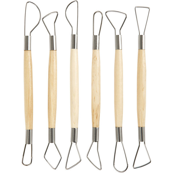 Creativ Company Kleilusgereedschappen, ronde kanten, L: 20 cm, 6 stuk/ 1 doos