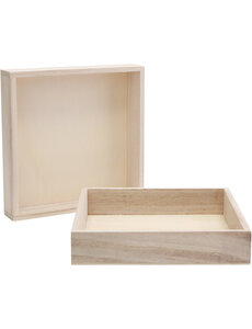  Houten frame met rand, afm 16,2x16,2x3 cm, 10 stuk/ 1 doos