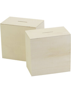  Houten spaarpot, afm 10x10x6 cm, 10 stuk/ 1 doos