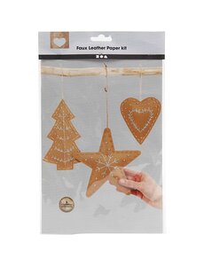 Creativ Company Faux Leather Kerstdecoraties, dikte 0,55 mm, beige, 1 set