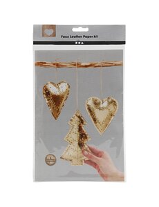 Creativ Company Faux Leather Kerstdecoraties, dikte 0,55 mm, goud, 1 set