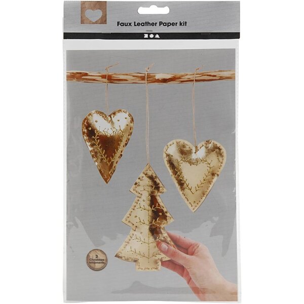 Creativ Company Faux Leather Kerstdecoraties, dikte 0,55 mm, goud, 1 set
