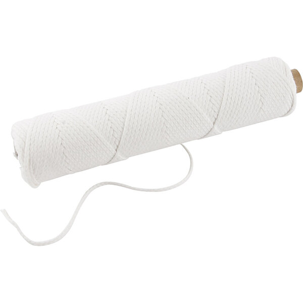 Creativ Company Lont, Geschikt voor dompelkaarsen (dia. 22-30 mm) en gegoten kaarsen (dia. 60-80 mm) , 100 gr, 50 m/ 1 rol