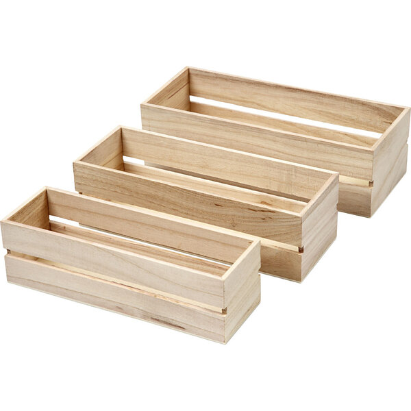 Creativ Company Fruit krat, H: 6,5+7+7,5 cm, L: 22+23,5+25 cm, B: 7+8,5+10 cm, 3 stuk/ 1 set
