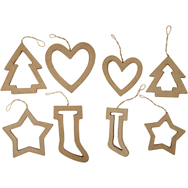 Creativ Company Kerst ornamenten, H: 9+12 cm, 24 stuk/ 1 doos