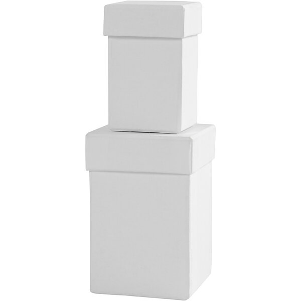 Creativ Company Vierkante dozen, H: 7+9 cm, afm 4,5+6 cm, wit, 2 stuk/ 1 set
