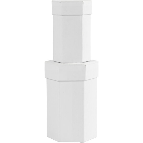 Creativ Company Zeskantige dozen, H: 7+9 cm, afm 4,5+6 cm, wit, 2 stuk/ 1 set