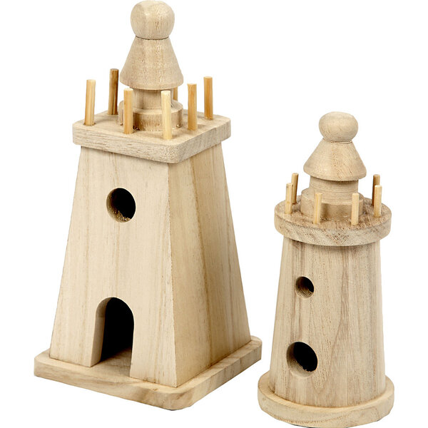 Creativ Company Vuurtoren, H: 13,5+18 cm, 2 stuk/ 1 doos