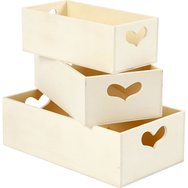 Creativ Company Opslagdozen, H: 6,3+5,8+5,5 cm, L: 20,5+18+15,8 cm, B: 11,5+9,8+7,8 cm, 3 stuk/ 1 set