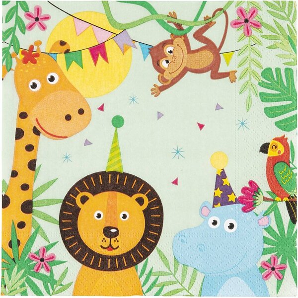Creativ Company Servetten, feest Beesten, afm 33x33 cm, 20 stuk/ 1 doos