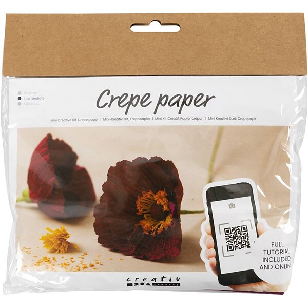 Creativ Company Mini Hobbyset Crêpepapier, Klaprozen, Crêpe-verhouding: 180%, 105 gr, 1 doos