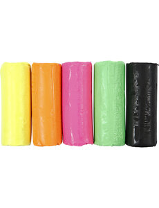 Creativ Company Boetseerklei, H: 9,5 cm, neon kleuren, 5x80 gr/ 1 emmer