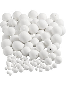 Creativ Company Ballen, d 12+15+20+30+40+50 mm, wit, 240 stuk/ 1 doos
