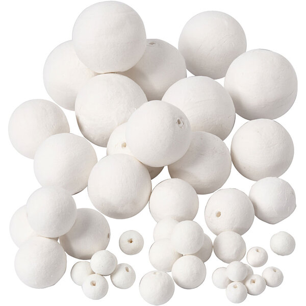 Creativ Company Ballen, d 12+15+20+30+40+50 mm, wit, 42 stuk/ 1 doos