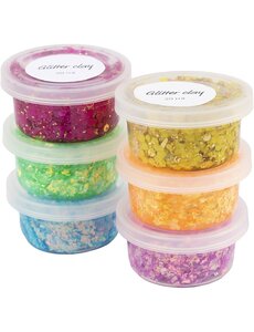  Glitter Clay, vrolijke kleuren, 6x20 ml/ 1 doos
