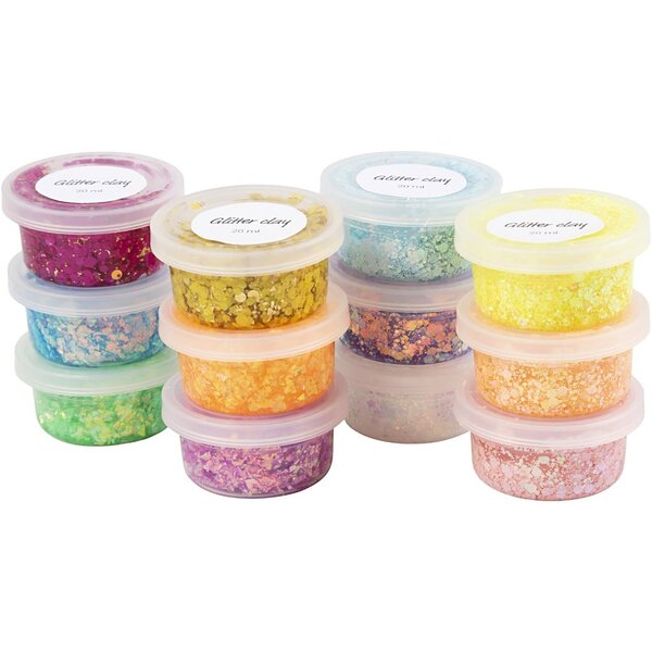 Creativ Company Glitter Clay, diverse kleuren, 72x20 ml/ 1 doos