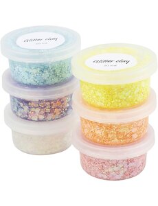 Creativ Company Glitter Clay, pastelkleuren, 6x20 ml/ 1 doos