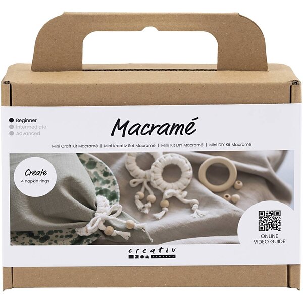 Creativ Company Mini Hobbyset Macramé, Servetring, off white, 1 doos