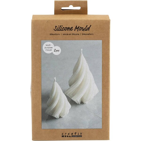 Creativ Company Siliconen Vorm, Kerstbomen, H: 8+11 cm, d 5+7 cm, 2 stuk/ 1 doos