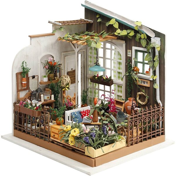 Creativ Company DIY Miniatuur kamer, Tuin, H: 21 cm, B: 19,5 cm, 1 stuk
