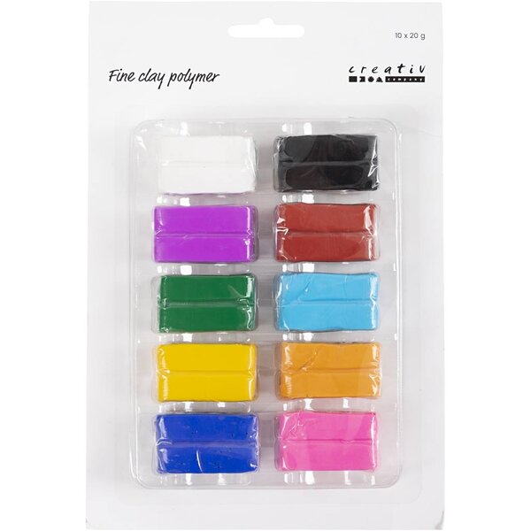Creativ Company Fijne Polymeerklei, kleurrijk, 10x20 gr/ 1 doos