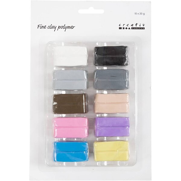 Creativ Company Fijne Polymeerklei, pastelkleuren, 10x20 gr/ 1 doos