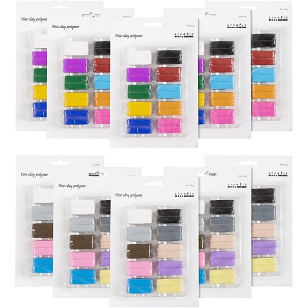 Creativ Company Fijne Polymeerklei, kleurrijk, pastelkleuren, 120x20 gr/ 1 doos