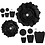 Papieren bloemen, d 15+25 cm, 230 gr, zwart, 2 stuk/ 1 doos