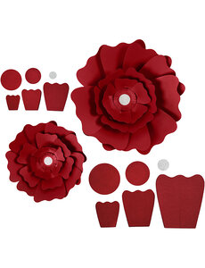 Creativ Company Papieren bloemen, d 15+25 cm, 230 gr, rood, 2 stuk/ 1 doos