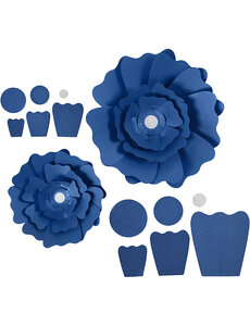 Creativ Company Papieren bloemen, d 15+25 cm, 230 gr, blauw, 2 stuk/ 1 doos