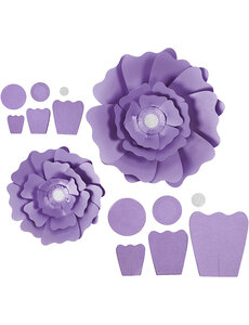 Creativ Company Papieren bloemen, d 15+25 cm, 230 gr, paars, 2 stuk/ 1 doos