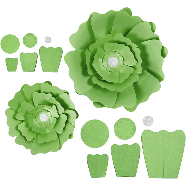 Creativ Company Papieren bloemen, d 15+25 cm, 230 gr, groen, 2 stuk/ 1 doos