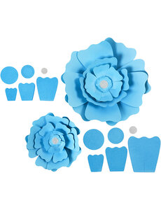 Creativ Company Papieren bloemen, d 15+25 cm, 230 gr, lichtblauw, 2 stuk/ 1 doos