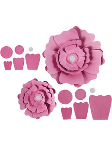 Creativ Company Papieren bloemen, d 15+25 cm, 230 gr, lichtrood, 2 stuk/ 1 doos