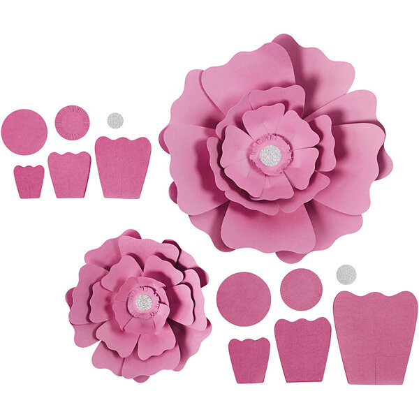Creativ Company Papieren bloemen, d 15+25 cm, 230 gr, lichtrood, 2 stuk/ 1 doos