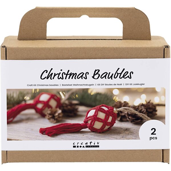 Creativ Company Hobbyset Kerstballen, Macramé, kerstrood, 1 doos