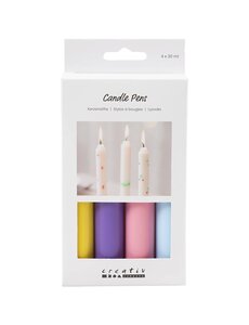 Creativ Company Kaarsenstiften, lichtblauw, lichtroze, paars, geel, 4x30 ml/ 1 doos