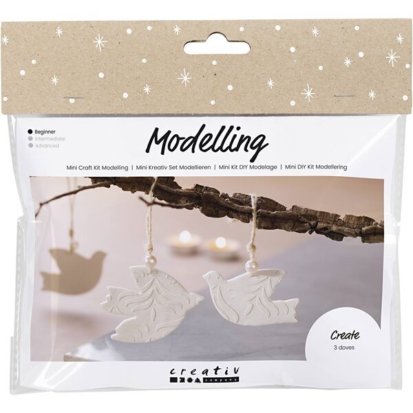 Creativ Company Mini Hobbyset Boetseren, Duiven, off white, 1 doos