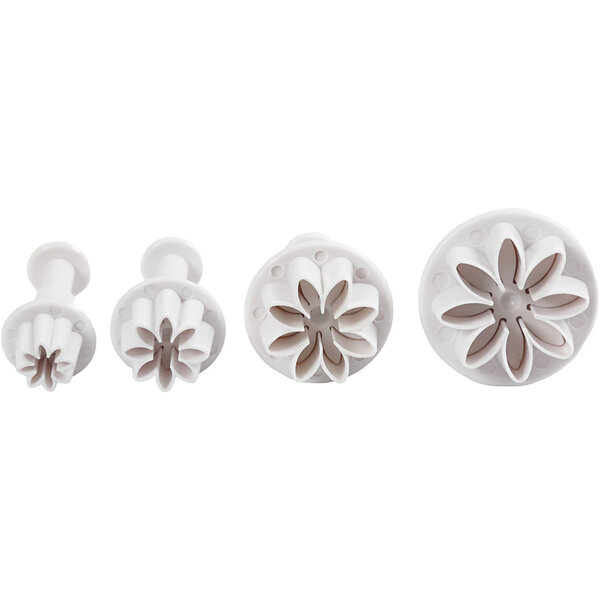Creativ Company Uitsteekvormen met stempel, bloem, d 2,3+2,8+3,6+4,4 cm, wit, 4 stuk/ 1 doos