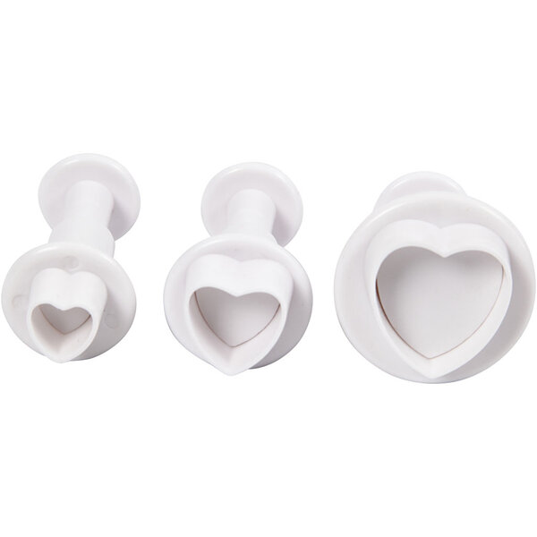 Creativ Company Uitsteekvormen met stempel, hart, d 2+2,3+3 cm, wit, 3 stuk/ 1 doos
