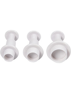 Creativ Company Uitsteekvormen met stempel, cirkel, d 1,1+1,3+1,7 cm, wit, 3 stuk/ 1 doos