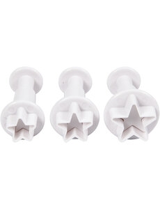 Creativ Company Uitsteekvormen met stempel, ster, d 2,1+2,3+2,6 cm, wit, 3 stuk/ 1 doos