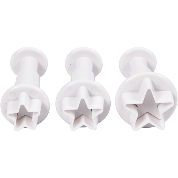 Creativ Company Uitsteekvormen met stempel, ster, d 2,1+2,3+2,6 cm, wit, 3 stuk/ 1 doos