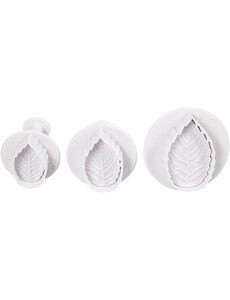 Creativ Company Uitsteekvormen met stempel, blad, d 3,4+4,4+4,9 cm, wit, 3 stuk/ 1 doos