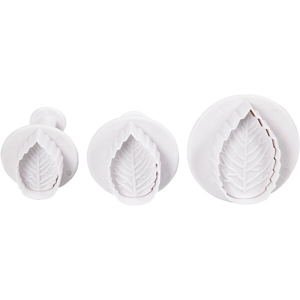 Creativ Company Uitsteekvormen met stempel, blad, d 3,4+4,4+4,9 cm, wit, 3 stuk/ 1 doos