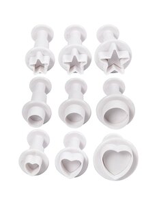 Creativ Company Uitsteekvormen met stempel, ster, cirkel, hart, d 1,1-3, wit, 9 stuk/ 1 doos