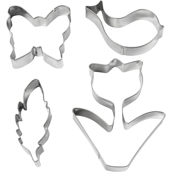Creativ Company Uitsteekvormen, bloem, vogel, vlinder, veer, H: 11 cm, 4 stuk/ 1 doos