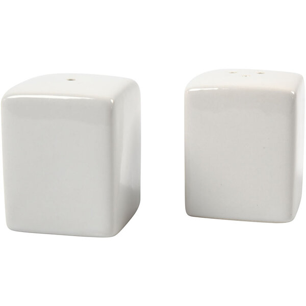 Creativ Company Zout & Peper set, H: 6 cm, afm 5x5 cm, glossy, wit, 6 set/ 1 doos